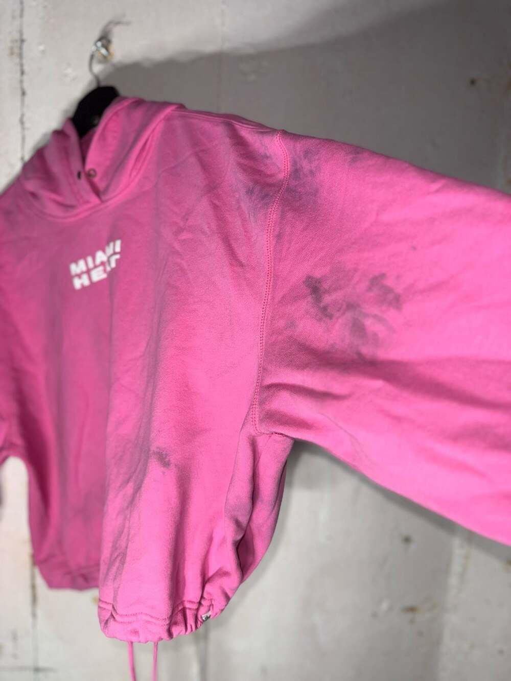 '47 Brand Miami Heat NBA Pink Acid Wash Cropped Pullover Hoodie Sz Large - Picture 3 of 8